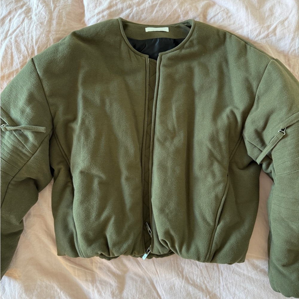 Helmut Lang Olive Green Bomber Jacket